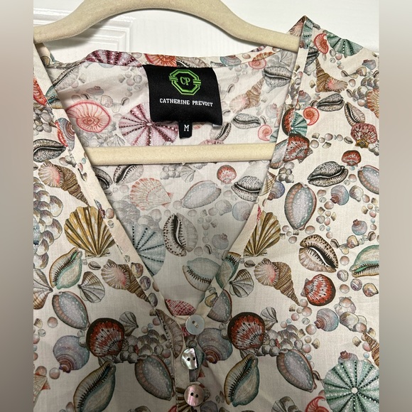 Catherine Prevost Designer Seashell Print Midi Dress  Size: Medium - Picture 6 of 7